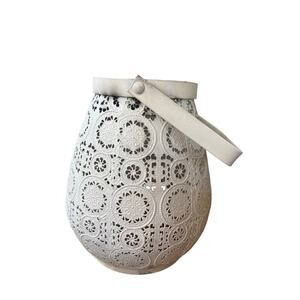 Boho Cottage Rustic Candle Lantern, with Circular Pinhole Pattern